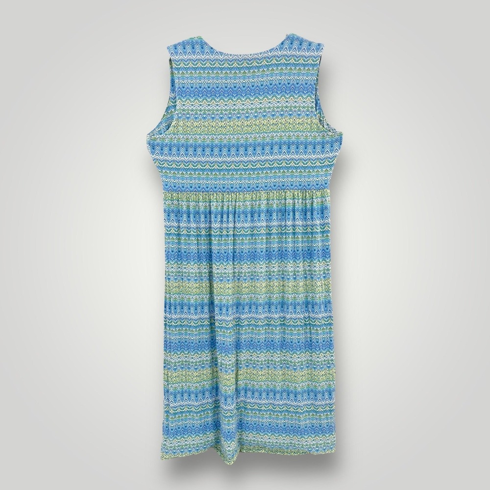 J. Jill Dress Womens 3X Blue Chevron Maxi Sleeveless V Neck Jersey Summer - Picture 3 of 7